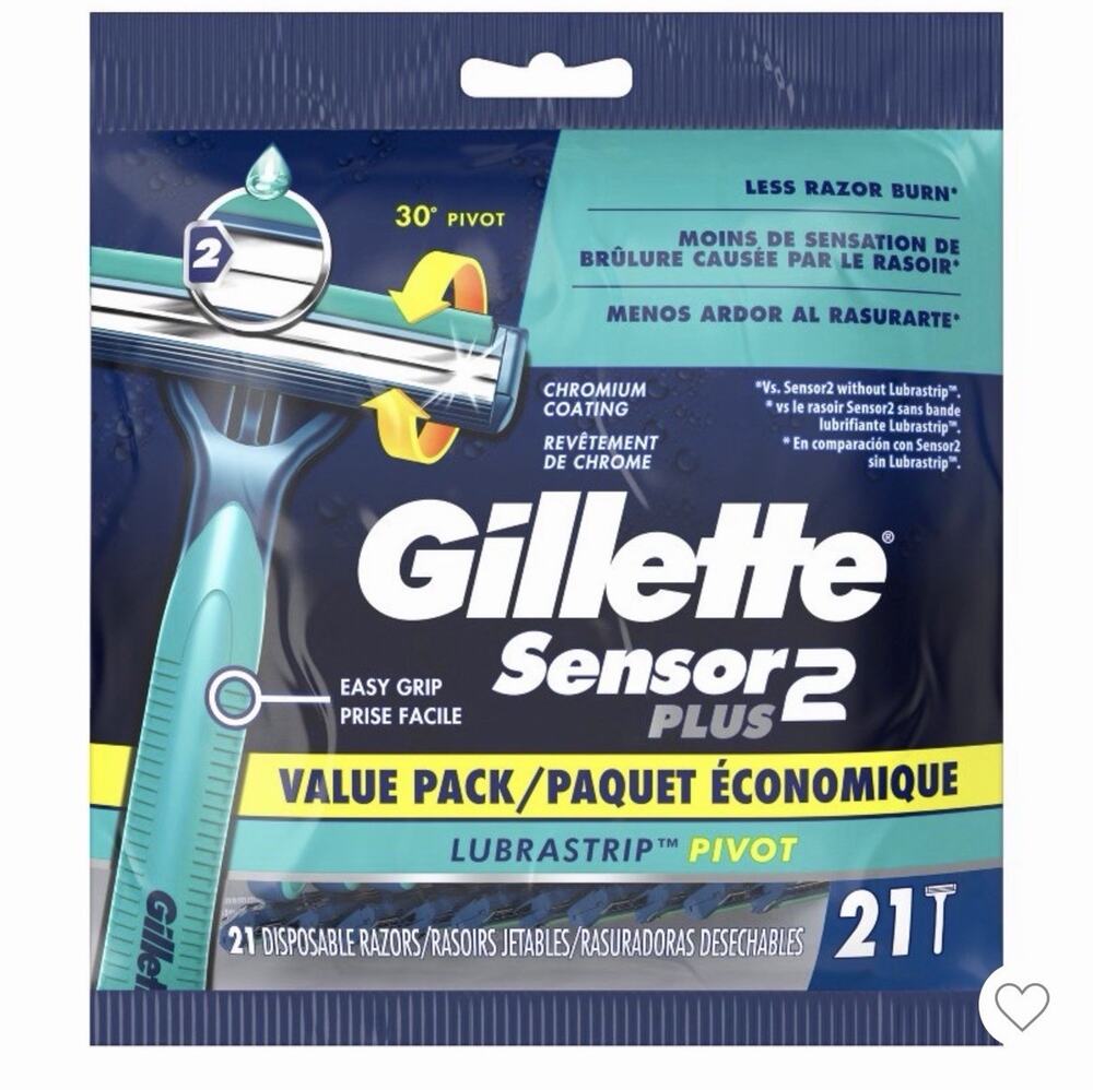 Sensor 2 Plus Lubrastrip Pivot Men's Disposable Razor - 21 Razors NEW FAST SHIP